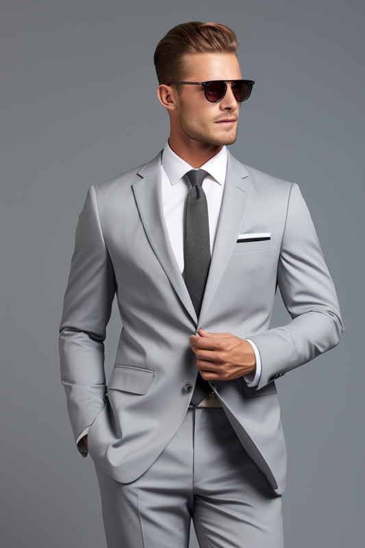 LIGHT GREY SLIM FIT 2 PIECE SUIT