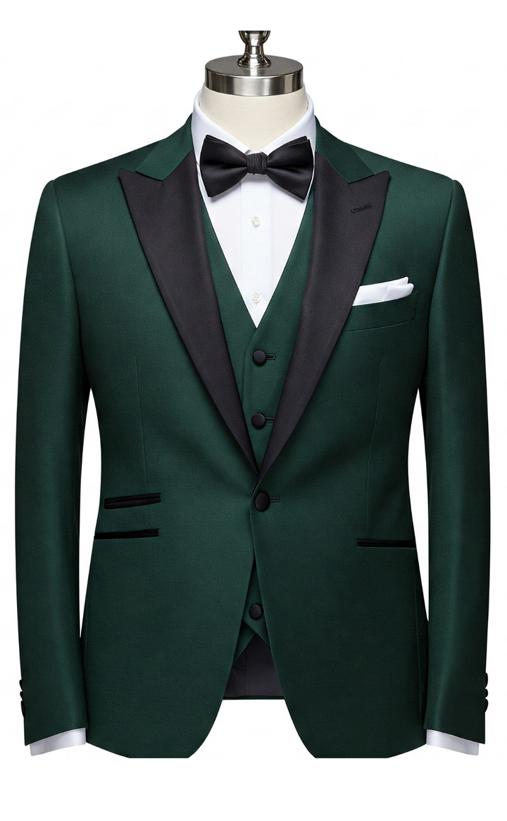 Men's Dark Emerald Green 3-Piece Suit - Luxe Tailored Elegance for Formal & Business Events, The Rising Sun Store, Vardo