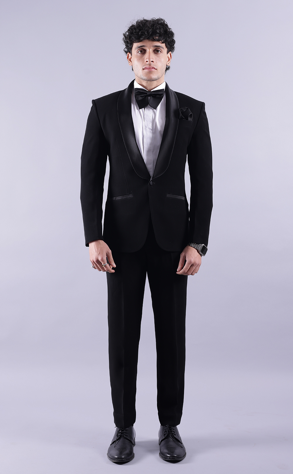 Men’s Black Tuxedo Suit - Premium Terry Rayon Formal Wedding & Evening Wear