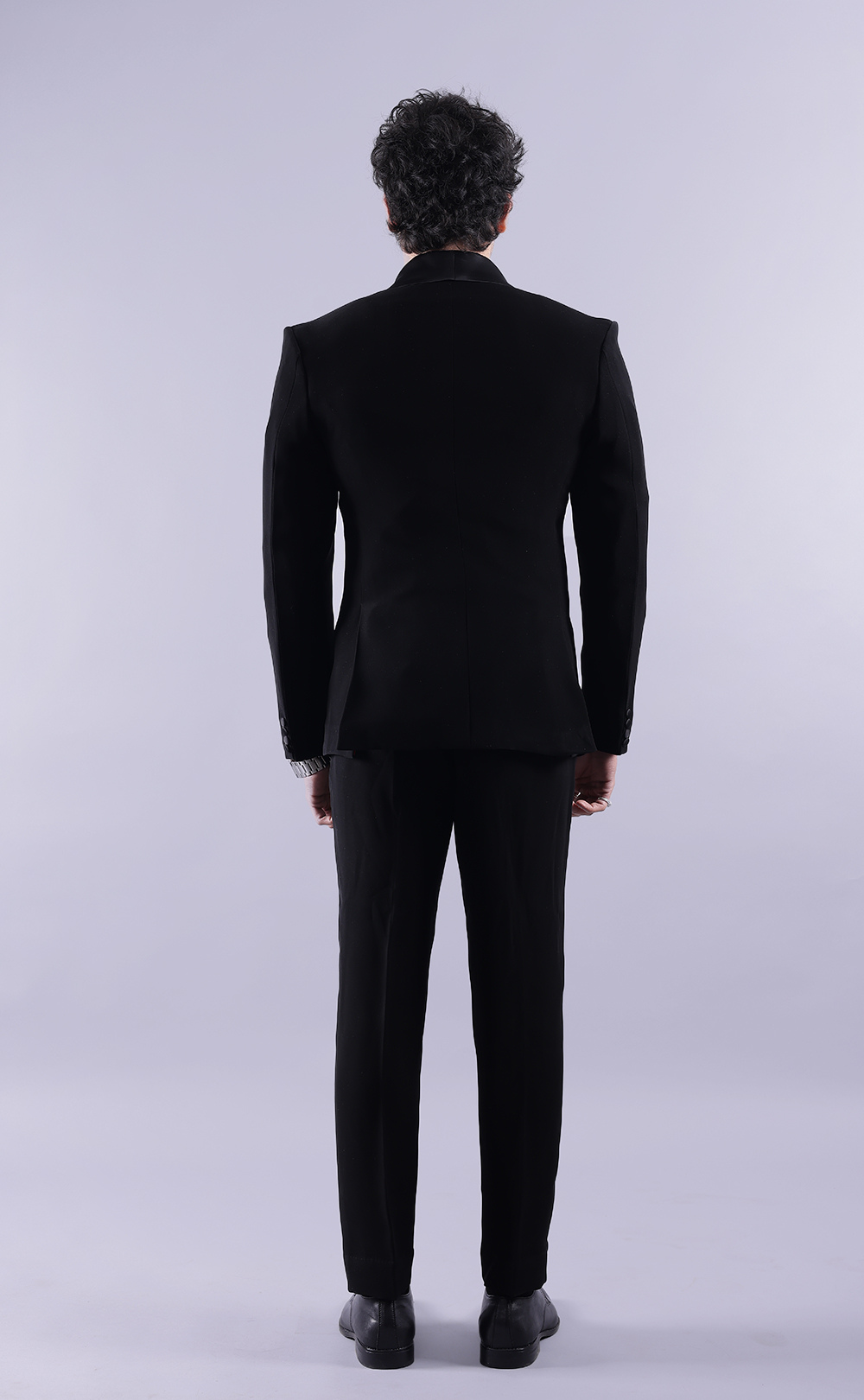 Men’s Black Tuxedo Suit - Premium Terry Rayon Formal Wedding & Evening Wear