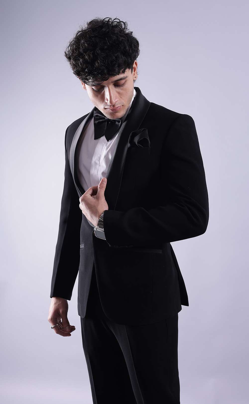 Men’s Black Tuxedo Suit - Premium Terry Rayon Formal Wedding & Evening Wear