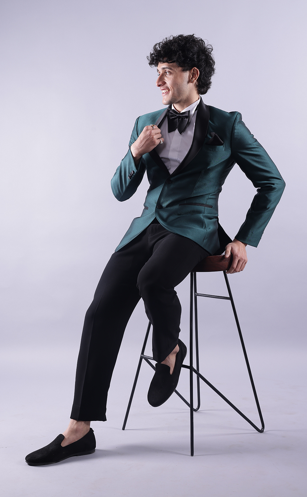 Men’s Green Tuxedo Jacket with Black Pants - Premium Terry Rayon Formal Suit