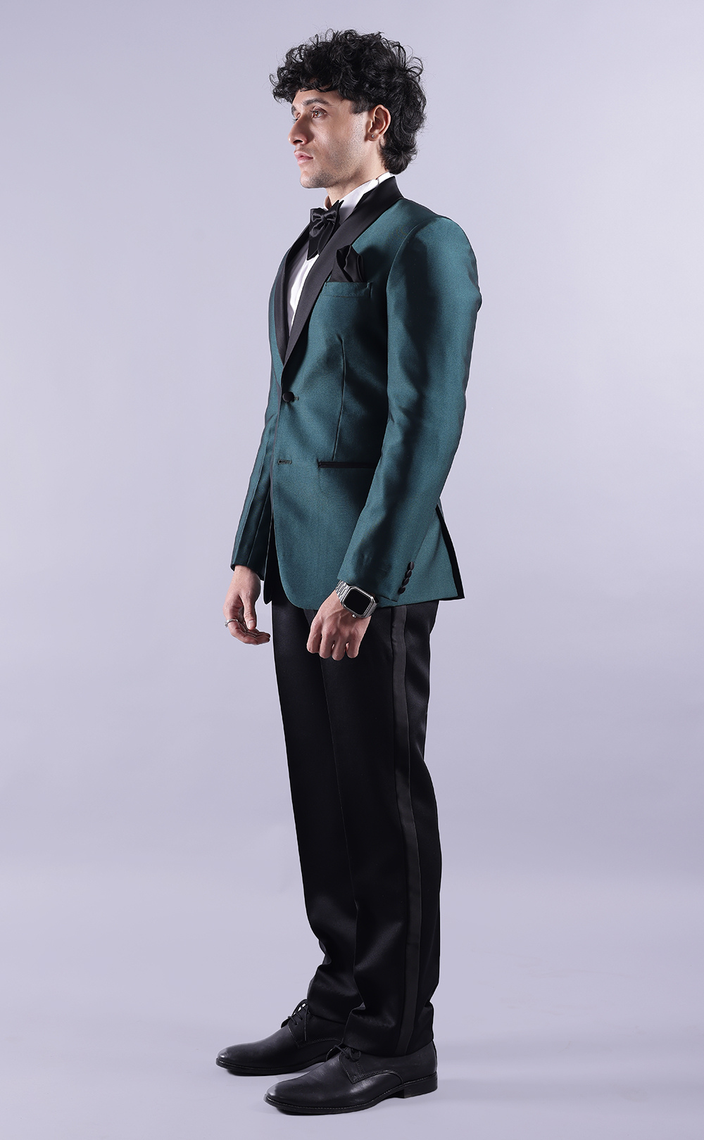 Men’s Green Tuxedo Jacket with Black Pants - Premium Terry Rayon Formal Suit