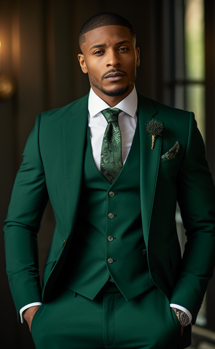 Emerald Green Wedding and Business Three Piece Suit for Men - Bold, Versatile, and Elegant