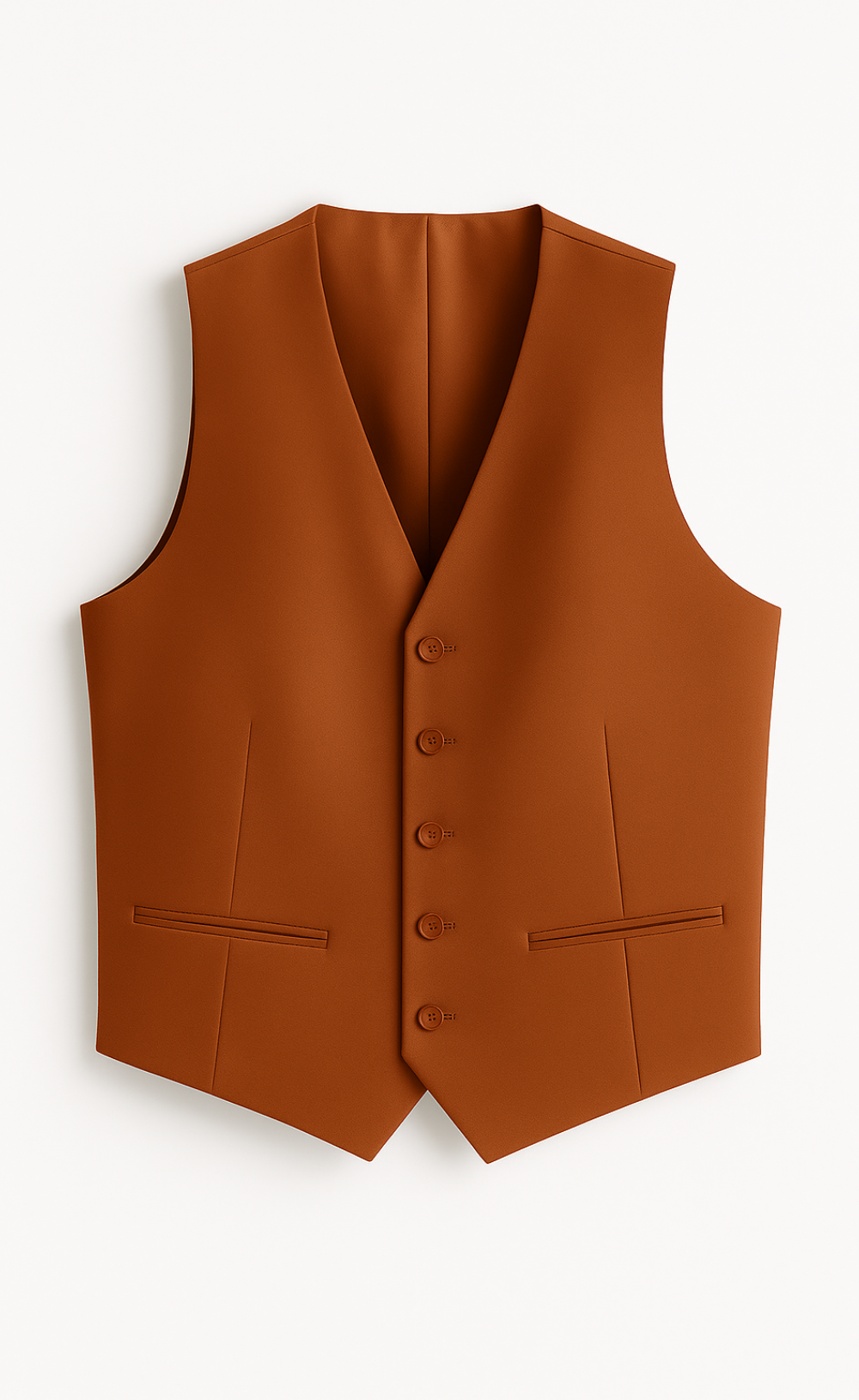 Fully Lined Burnt Orange Vest for Men 5-Button Rustic Waistcoat