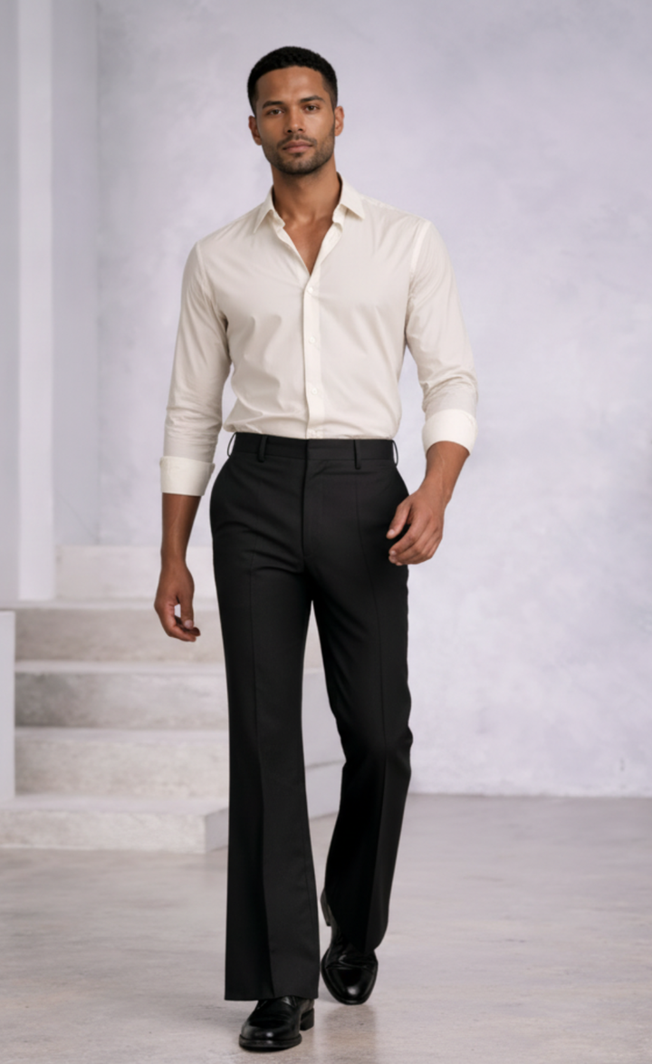 Men's Old Money Black Flare Trousers – Quiet Luxury
