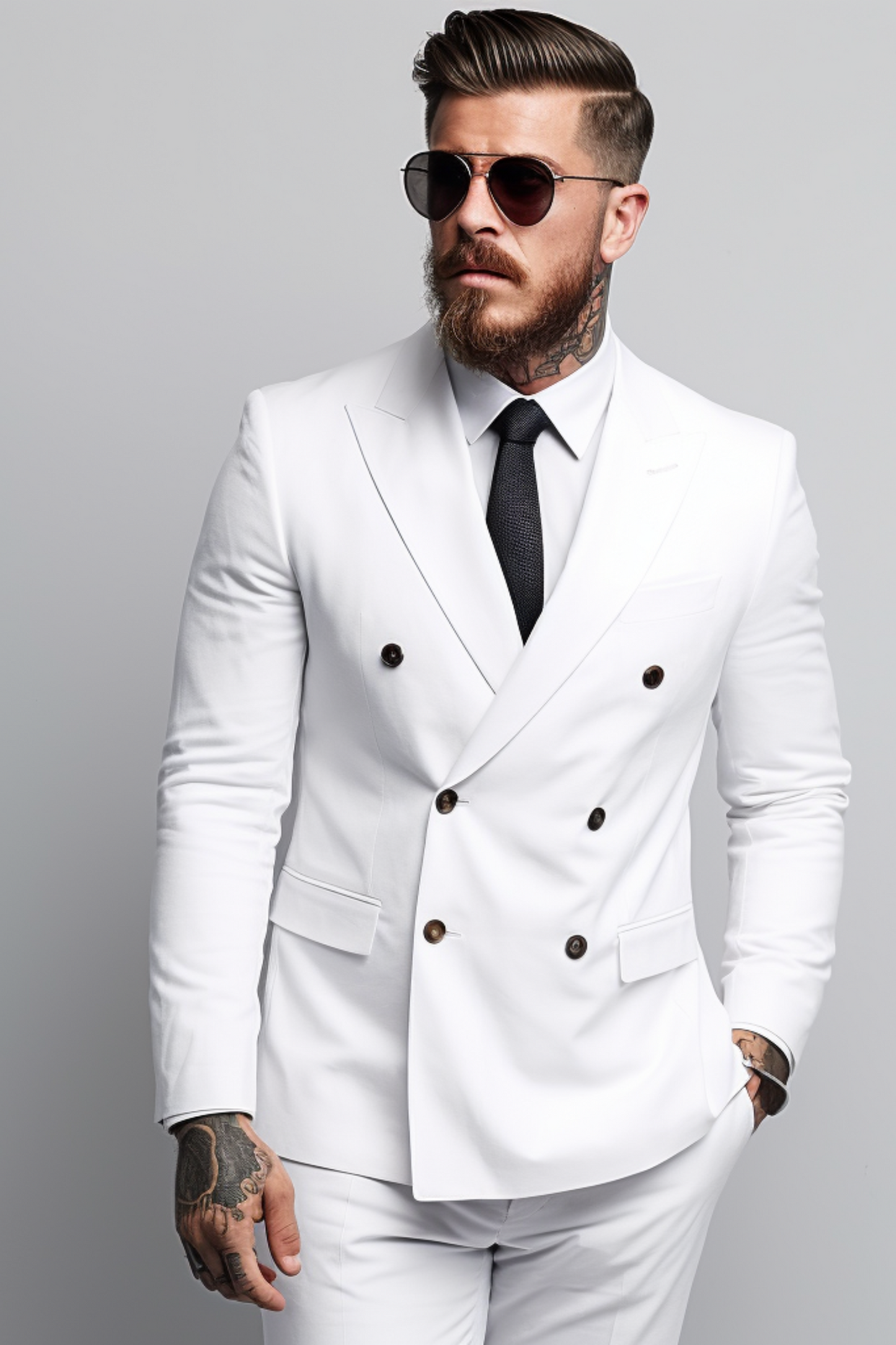 Mens white 2025 double breasted suit