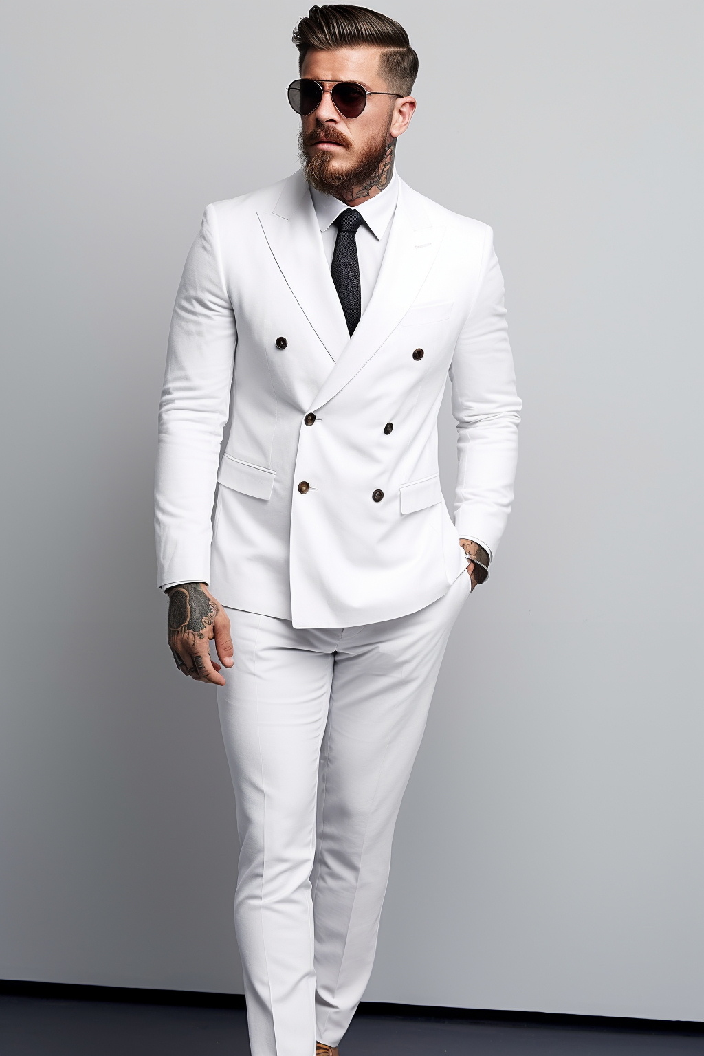 Men's Luxury White Double-Breasted Suit - Classic Two-Piece Formal Wear - Premium Tailored Fit Ensemble
