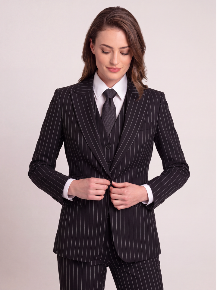 Noir Pinstripe Tailored Women’s Suit