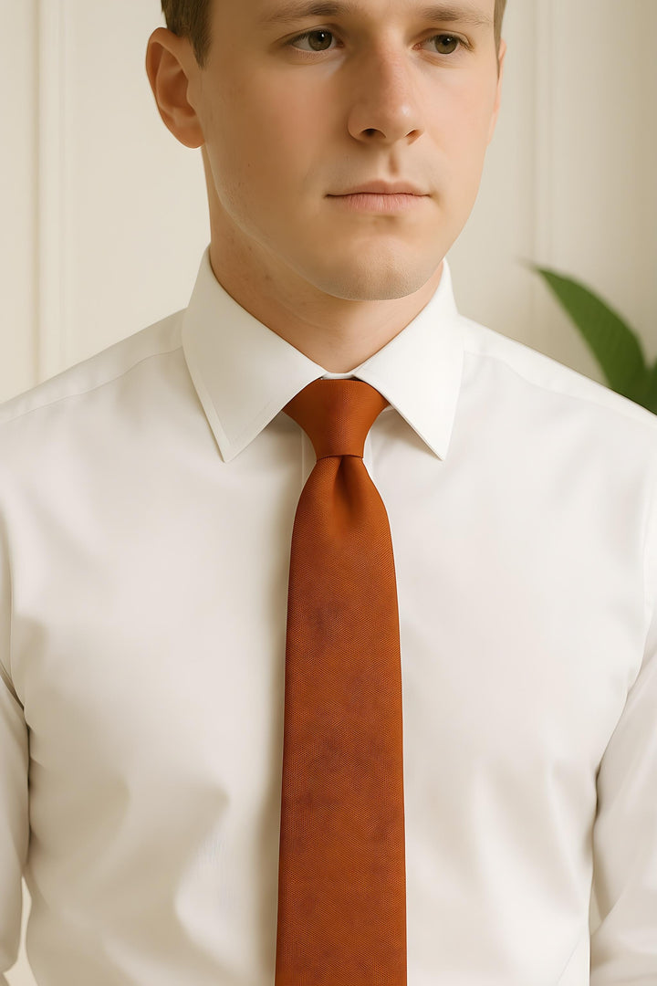 Handmade Burnt Orange Tie – Bold Warmth with a Refined Finish