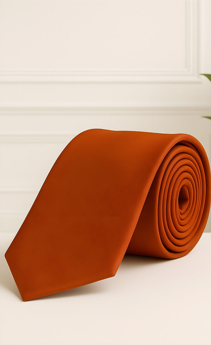 Handmade Burnt Orange Tie – Bold Warmth with a Refined Finish