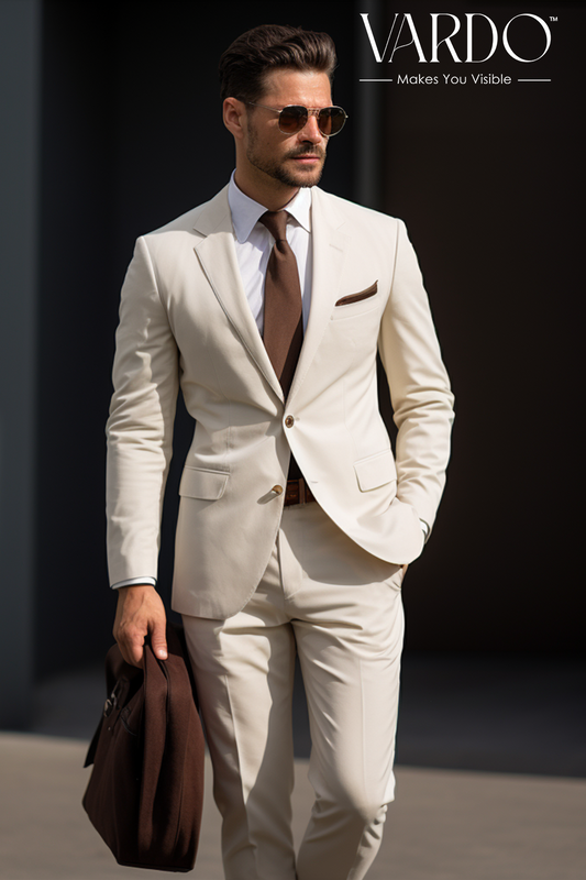 Premium Cream Two-Piece Suit for Men