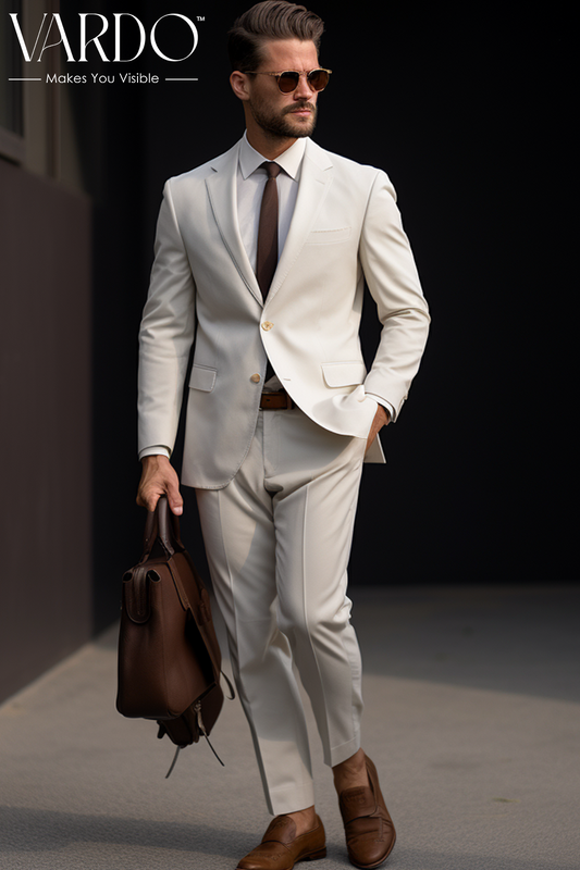 Timeless Style Classic Cream Two-Piece Suit for Men