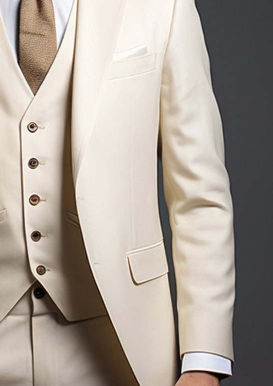 Men's Cream Three-Piece Suit