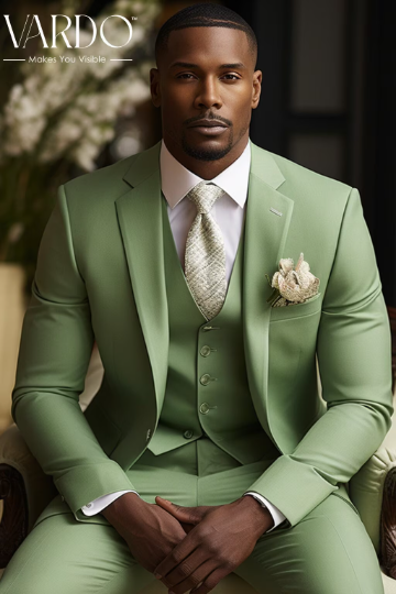 Premium Men's Honey Dew Green Three Piece Suit