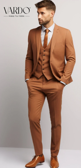 Men's Vintage Rust Notch Lapel 3-Piece Suit