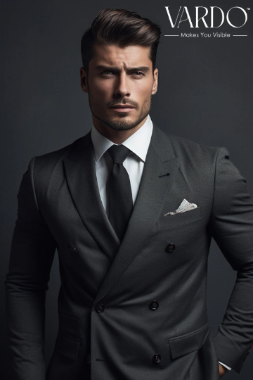 Premium Dark Grey Double Breasted Suit for Men