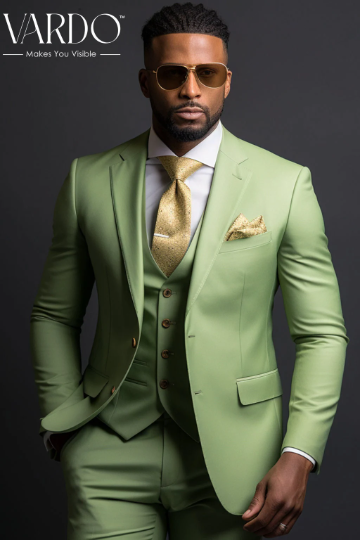 Handsome Men's Honey Dew Green Three Piece Suit