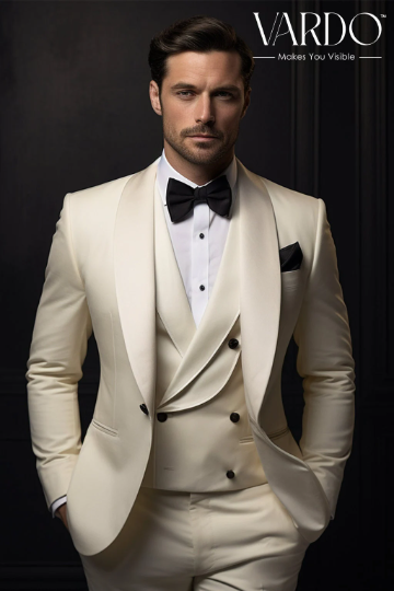 Elegant Ivory Tuxedo Suit for Men – VARDO