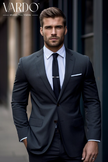 Elegant Men's Dark Grey Two-Piece Suit