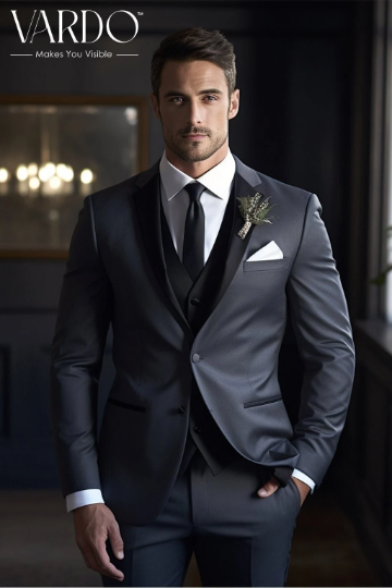 Elite Dark Grey Three Piece Tuxedo Suit for Men