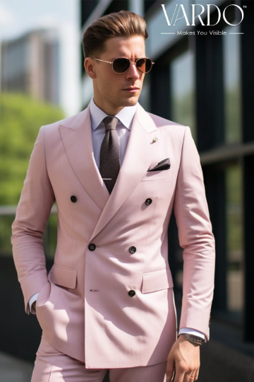 Premium Light Pink Double Breasted Suit for Men