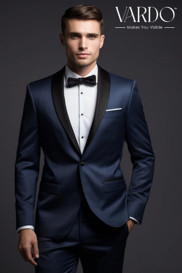 Premium Classic Dark Blue Two-Piece Tuxedo Suit