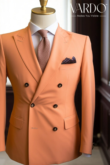 Men's Light Orange Double Breasted Suit