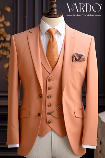 Light Orange Three-Piece Suit for Men