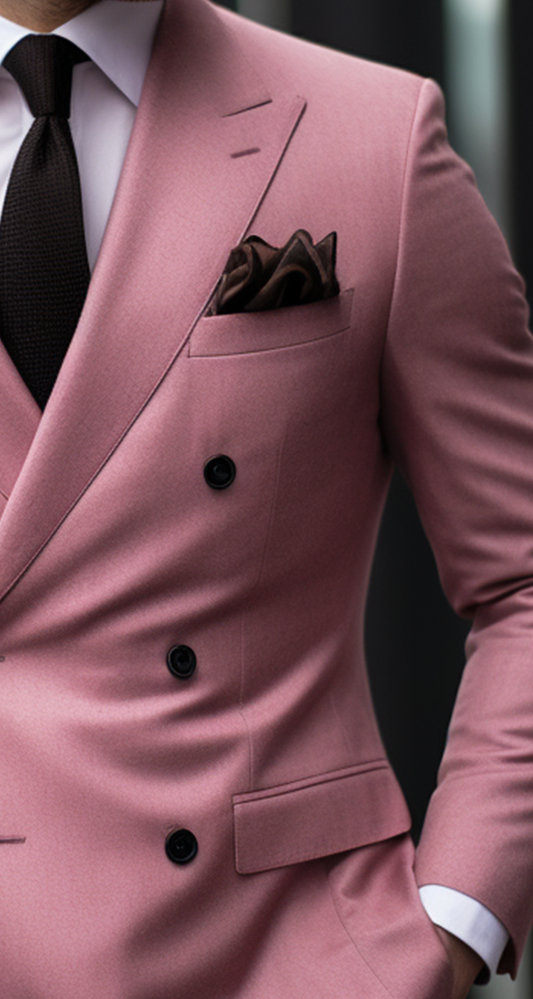 Elegant Dusty Rose Double Breasted Suit for Men