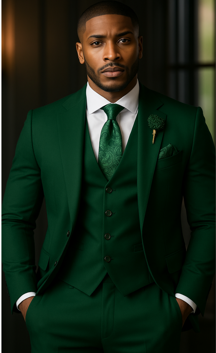 Emerald Green Wedding and Business Three Piece Suit for Men - Bold, Versatile, and Elegant