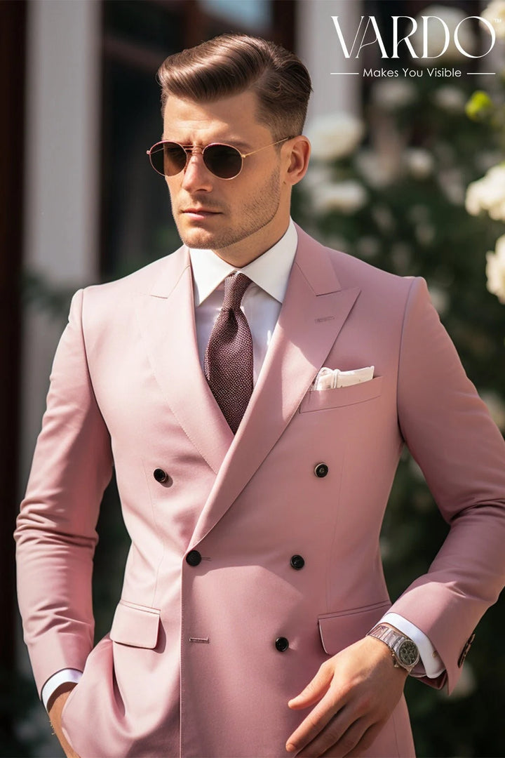 Dusty Rose Double Breasted Suit for Men