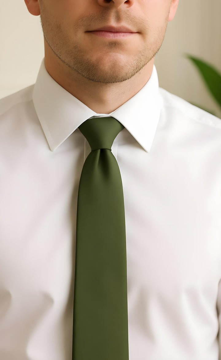Handmade Khaki Green Tie – Earthy Elegance for Effortless Style