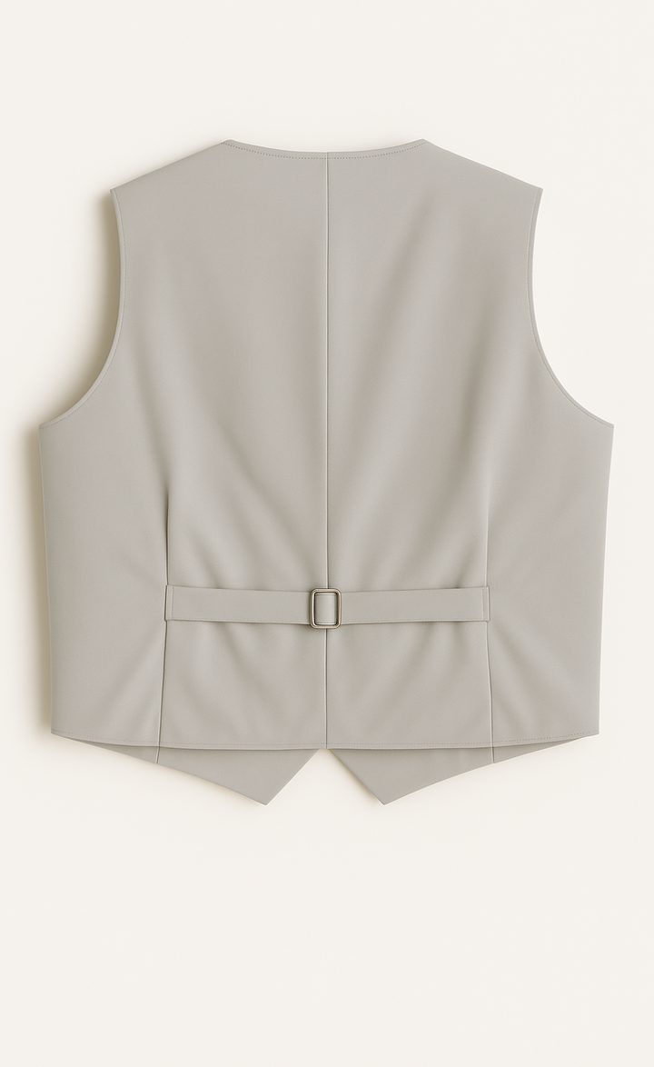 Light Grey Vest for Men – Fully Lined 5-Button Formal Waistcoat