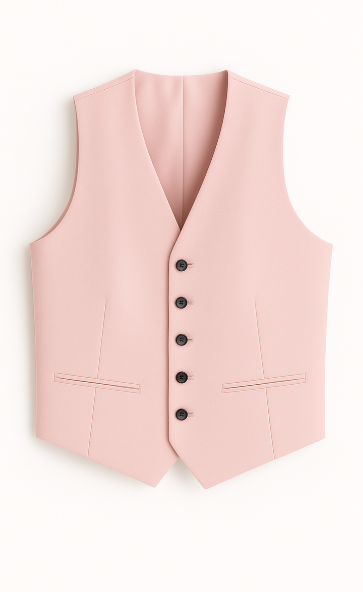 Light Pink Vest for Men – Fully Lined 5-Button Pastel Waistcoat