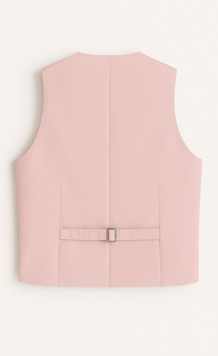 Light Pink Vest for Men – Fully Lined 5-Button Pastel Waistcoat