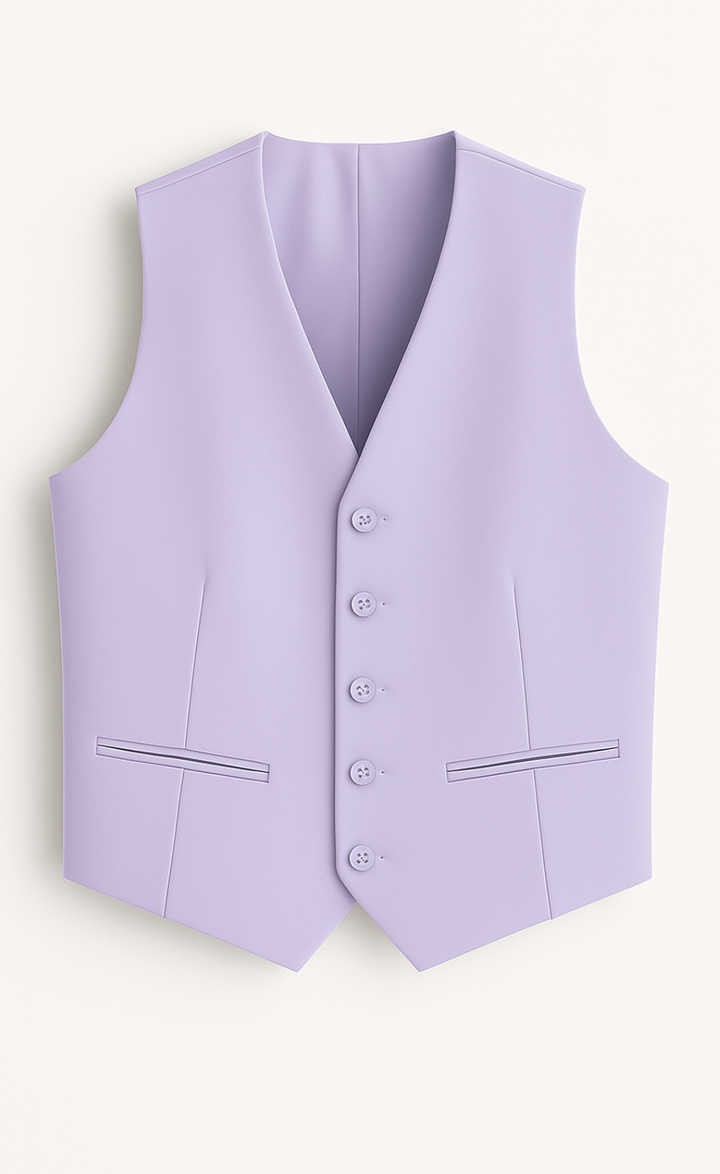 Light Purple Vest for Men – Fully Lined 5-Button Pastel Waistcoat