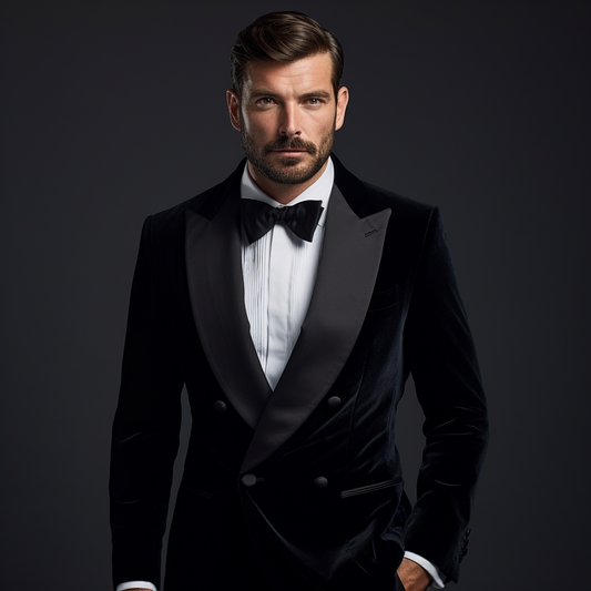 Classic Black Double-Breasted Velvet Dinner Jacket for Men - Timeless Elegance
