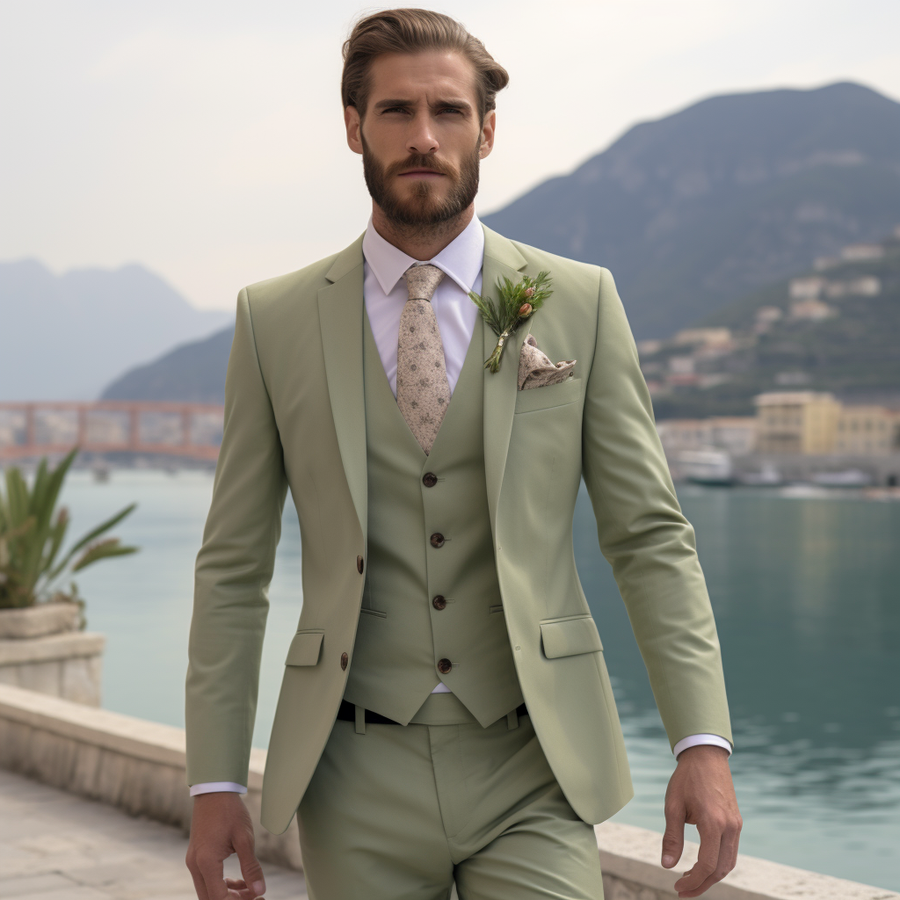 Three Piece Classic Fit Vested Suit Color Brown main image 0