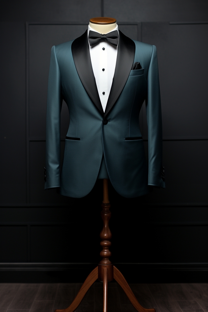 Distinguished Peacock Blue Tuxedo Wedding Suit for Men Timeless Eleg VARDO