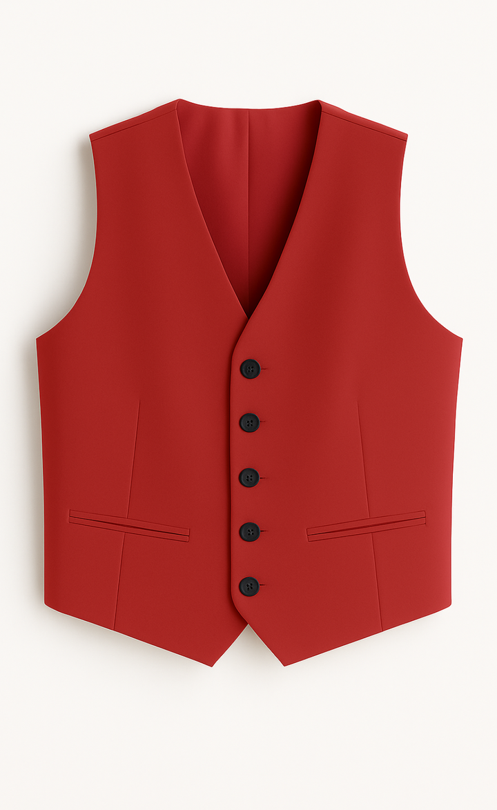 Red Vest for Men – Fully Lined 5-Button Statement Waistcoat